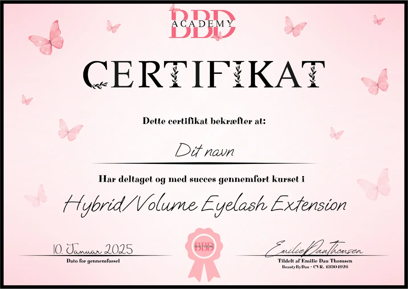 Certifikat – Hybrid Volume Eyelash Extension